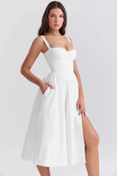Vestido Midi Moldeador Blanco - Modelo Aghata