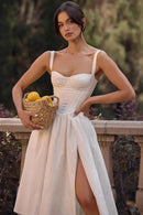 Vestido Midi Moldeador Blanco - Modelo Aghata