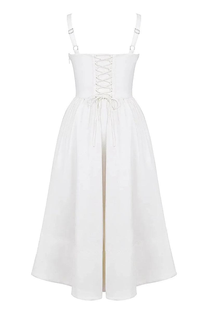 Vestido Midi Moldeador Blanco - Modelo Aghata