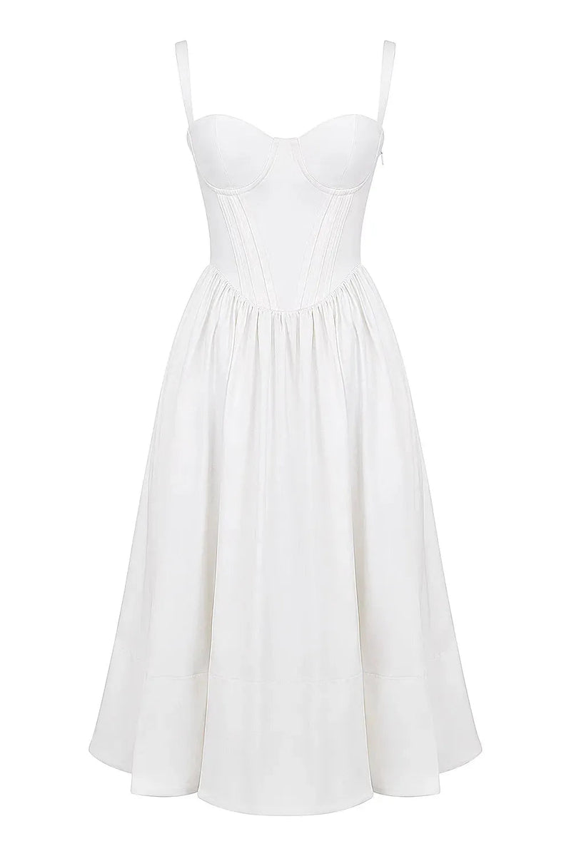 Vestido Midi Moldeador Blanco - Modelo Aghata