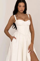 Vestido Midi Moldeador Blanco - Modelo Aghata